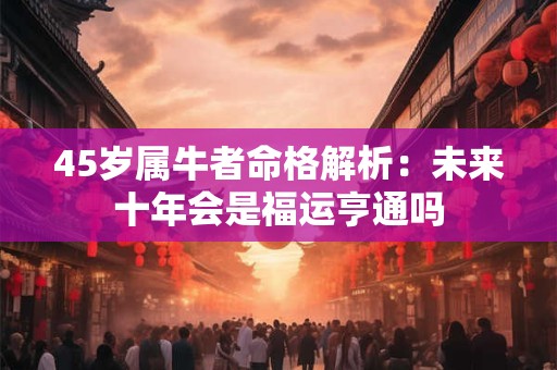 详细阅读:45岁属牛者命格解析:未来十年会是福运亨通吗 45岁属牛者命格解析:未来十年会是福运亨通吗