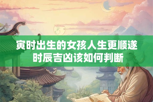 寅时出生的女孩人生更顺遂 时辰吉凶该如何判断