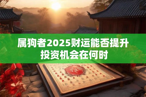 属狗者2025财运能否提升 投资机会在何时