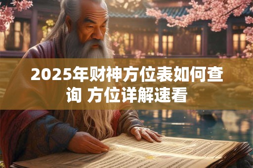 2025年财神方位表如何查询 方位详解速看