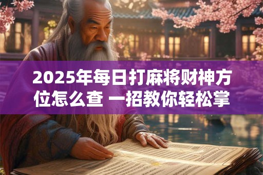 2025年每日打麻将财神方位怎么查 一招教你轻松掌握