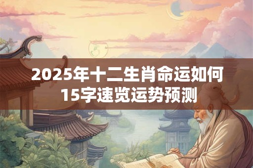 2025年十二生肖命运如何 15字速览运势预测