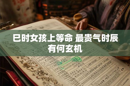 巳时女孩上等命 最贵气时辰有何玄机