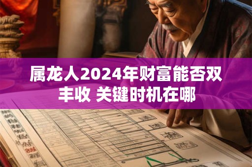 属龙人2024年财富能否双丰收 关键时机在哪
