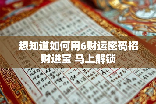 想知道如何用6财运密码招财进宝 马上解锁