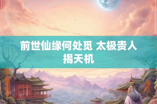 前世仙缘何处觅 太极贵人揭天机