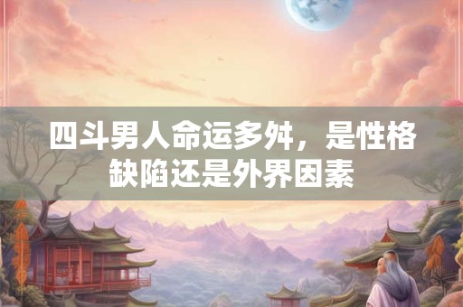 四斗男人命运多舛，是性格缺陷还是外界因素