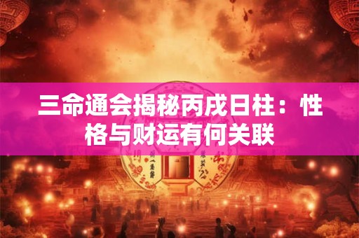 三命通会揭秘丙戌日柱：性格与财运有何关联