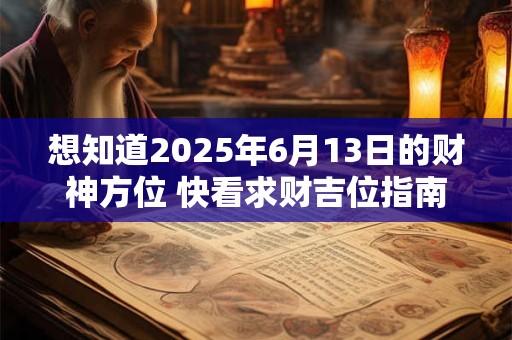 想知道2025年6月13日的财神方位 快看求财吉位指南