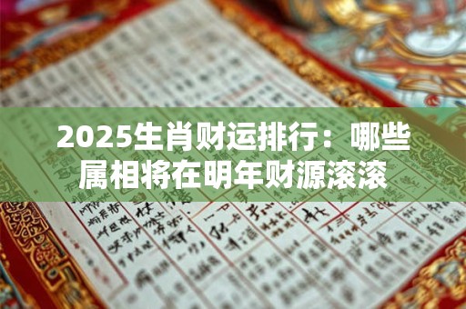 2025生肖财运排行：哪些属相将在明年财源滚滚