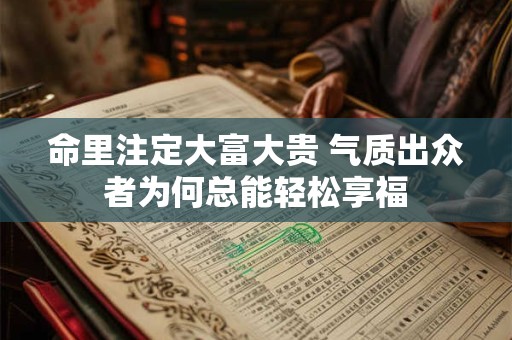 命里注定大富大贵 气质出众者为何总能轻松享福