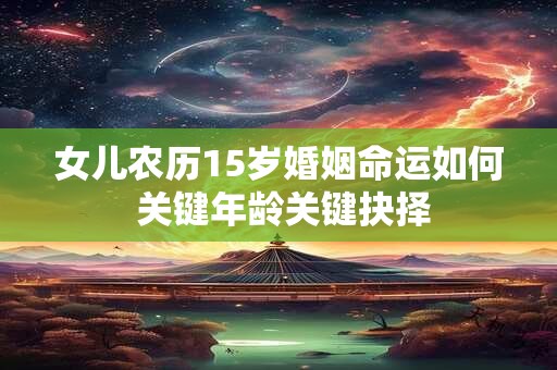 女儿农历15岁婚姻命运如何 关键年龄关键抉择