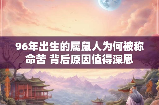 96年出生的属鼠人为何被称命苦 背后原因值得深思