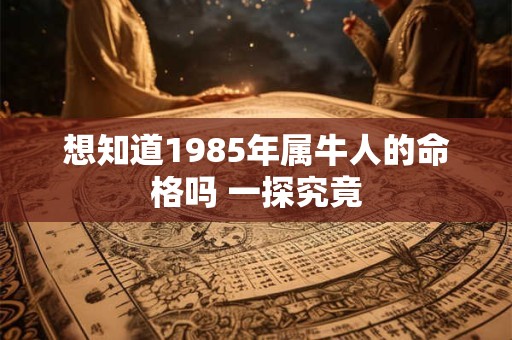 想知道1985年属牛人的命格吗 一探究竟