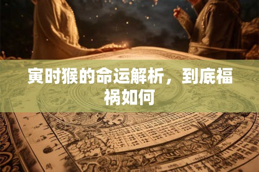 寅时猴的命运解析，到底福祸如何