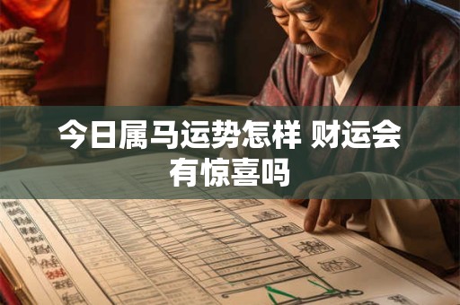 今日属马运势怎样 财运会有惊喜吗