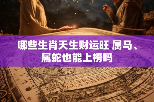 哪些生肖天生财运旺 属马、属蛇也能上榜吗