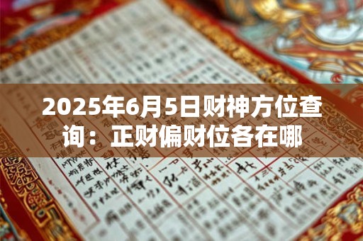 2025年6月5日财神方位查询：正财偏财位各在哪