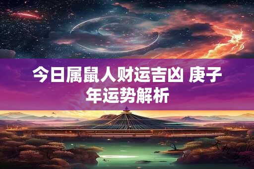 详细阅读:今日属鼠人财运吉凶 庚子年运势解析 今日属鼠人财运吉凶 庚子年运势解析