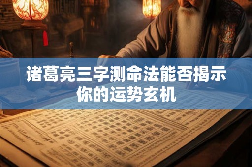 诸葛亮三字测命法能否揭示你的运势玄机