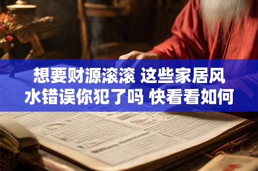 想要财源滚滚 这些家居风水错误你犯了吗 快看看如何化解