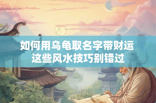 如何用乌龟取名字带财运 这些风水技巧别错过