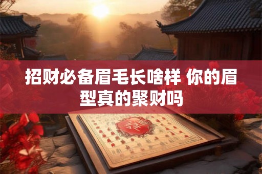 招财必备眉毛长啥样 你的眉型真的聚财吗
