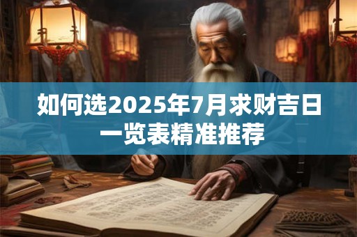 详细阅读:如何选2025年7月求财吉日 一览表精准推荐 如何选2025年7月求财吉日 一览表精准推荐