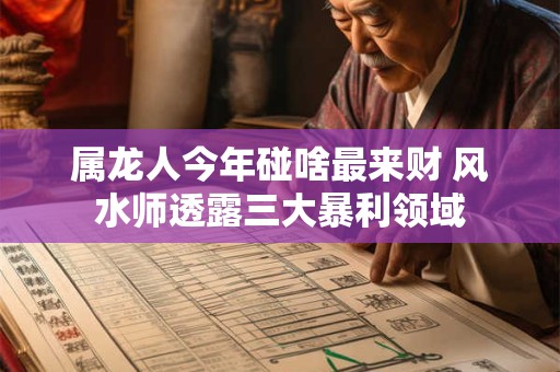 属龙人今年碰啥最来财 风水师透露三大暴利领域