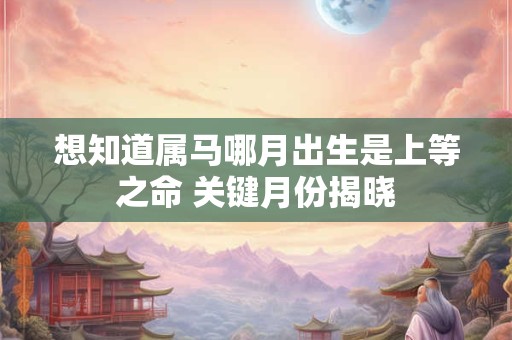 想知道属马哪月出生是上等之命 关键月份揭晓