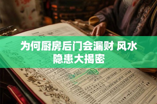 为何厨房后门会漏财 风水隐患大揭密