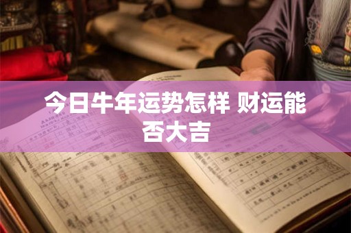 今日牛年运势怎样 财运能否大吉