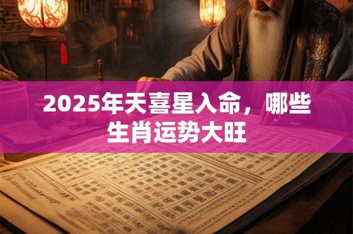 详细阅读:2025年天喜星入命,哪些生肖运势大旺 2025年天喜星入命,哪些生肖运势大旺