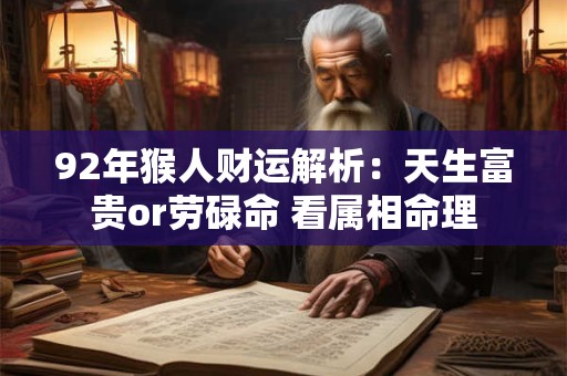 92年猴人财运解析：天生富贵or劳碌命 看属相命理