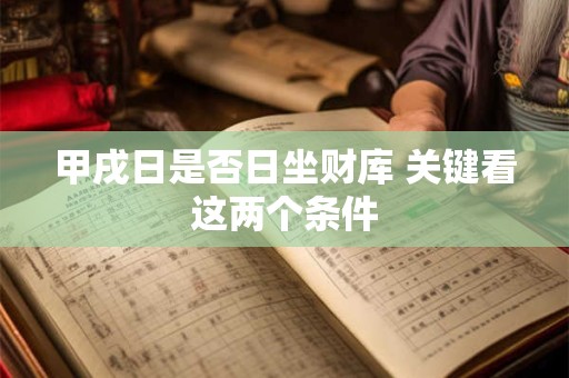 甲戌日是否日坐财库 关键看这两个条件