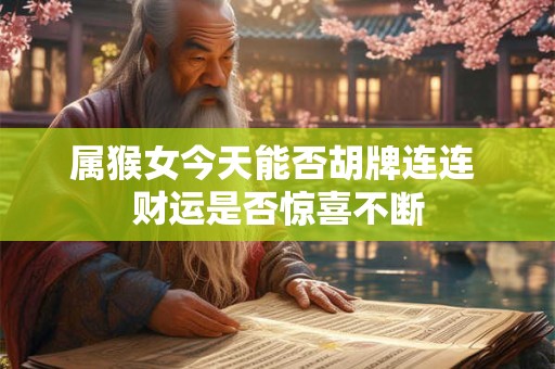 属猴女今天能否胡牌连连 财运是否惊喜不断