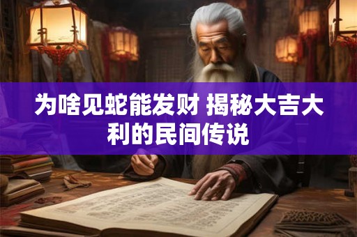 为啥见蛇能发财 揭秘大吉大利的民间传说