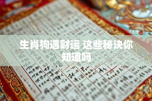 生肖狗遇财运 这些秘诀你知道吗