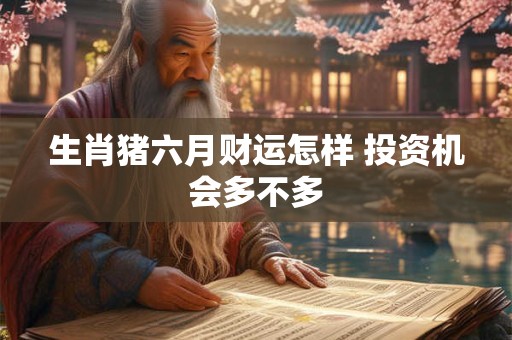 生肖猪六月财运怎样 投资机会多不多