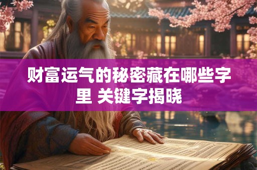 财富运气的秘密藏在哪些字里 关键字揭晓