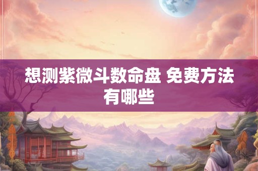 想测紫微斗数命盘 免费方法有哪些