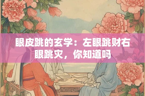 眼皮跳的玄学：左眼跳财右眼跳灾，你知道吗