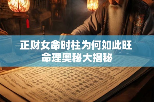 正财女命时柱为何如此旺 命理奥秘大揭秘