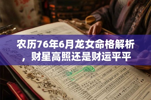 农历76年6月龙女命格解析，财星高照还是财运平平