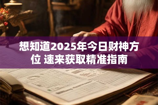 想知道2025年今日财神方位 速来获取精准指南