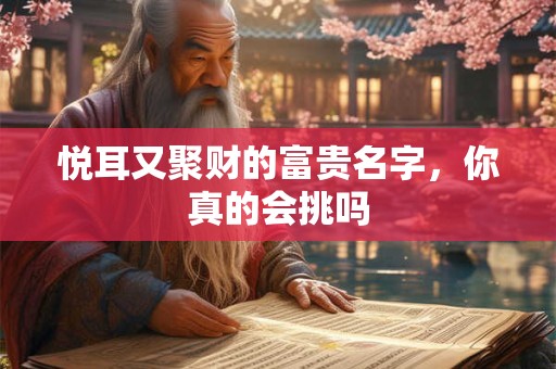 悦耳又聚财的富贵名字，你真的会挑吗