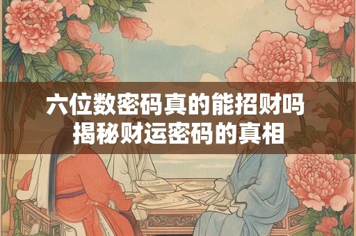 六位数密码真的能招财吗 揭秘财运密码的真相