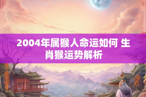 2004年属猴人命运如何 生肖猴运势解析