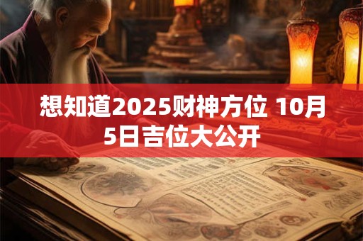 想知道2025财神方位 10月5日吉位大公开
