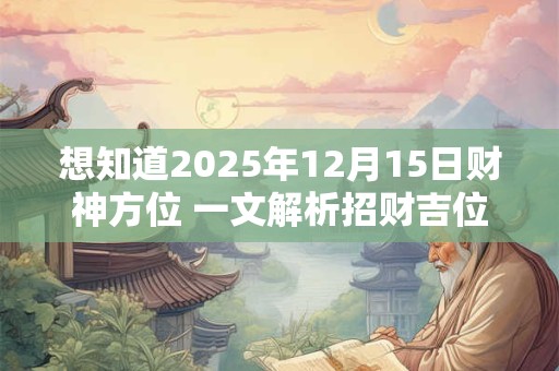 想知道2025年12月15日财神方位 一文解析招财吉位
